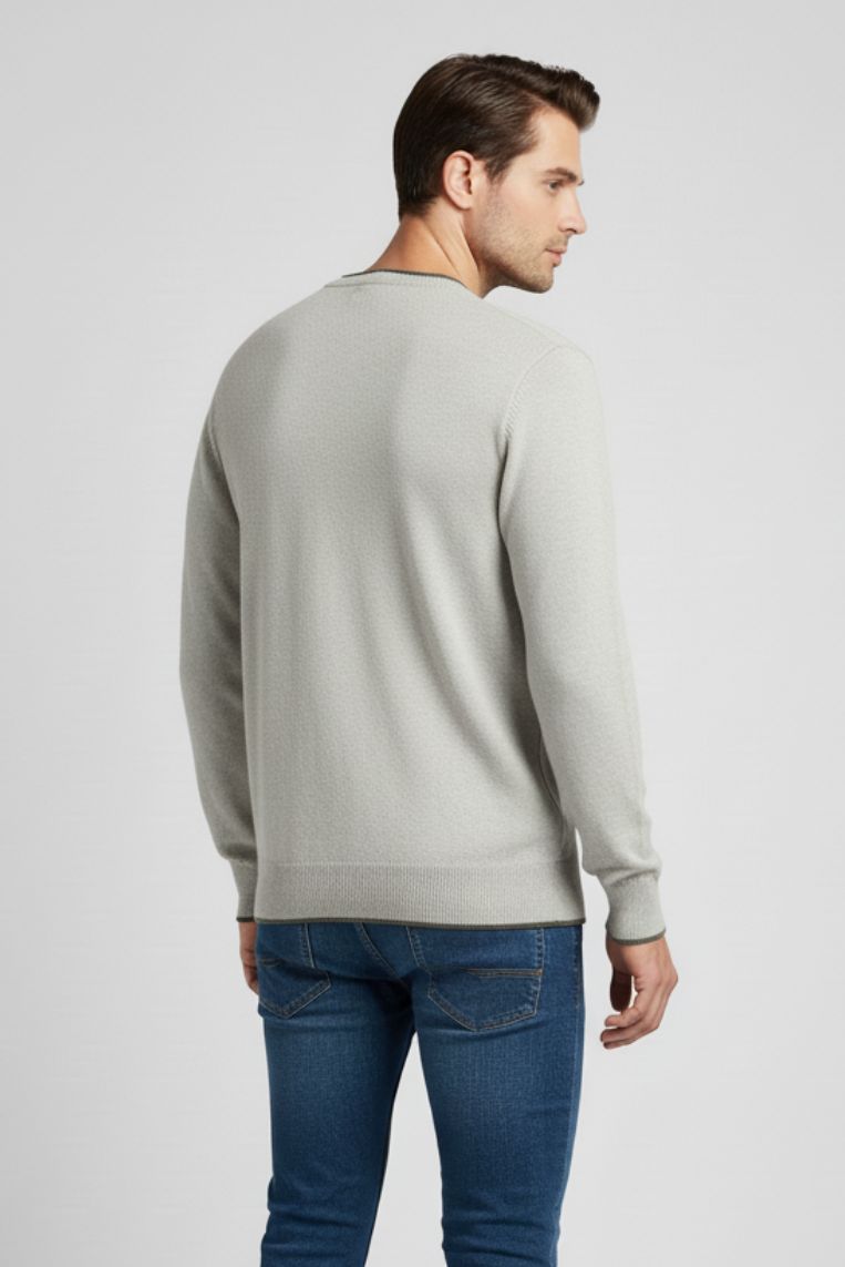 49-3 PULLOVER MIT WABENBINDUNG UND KONTRASTIERENDER BRUSTTASCHE |