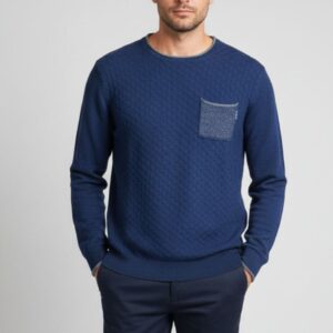 50-2 PULLOVER MIT WABENBINDUNG UND KONTRASTIERENDER BRUSTTASCHE |