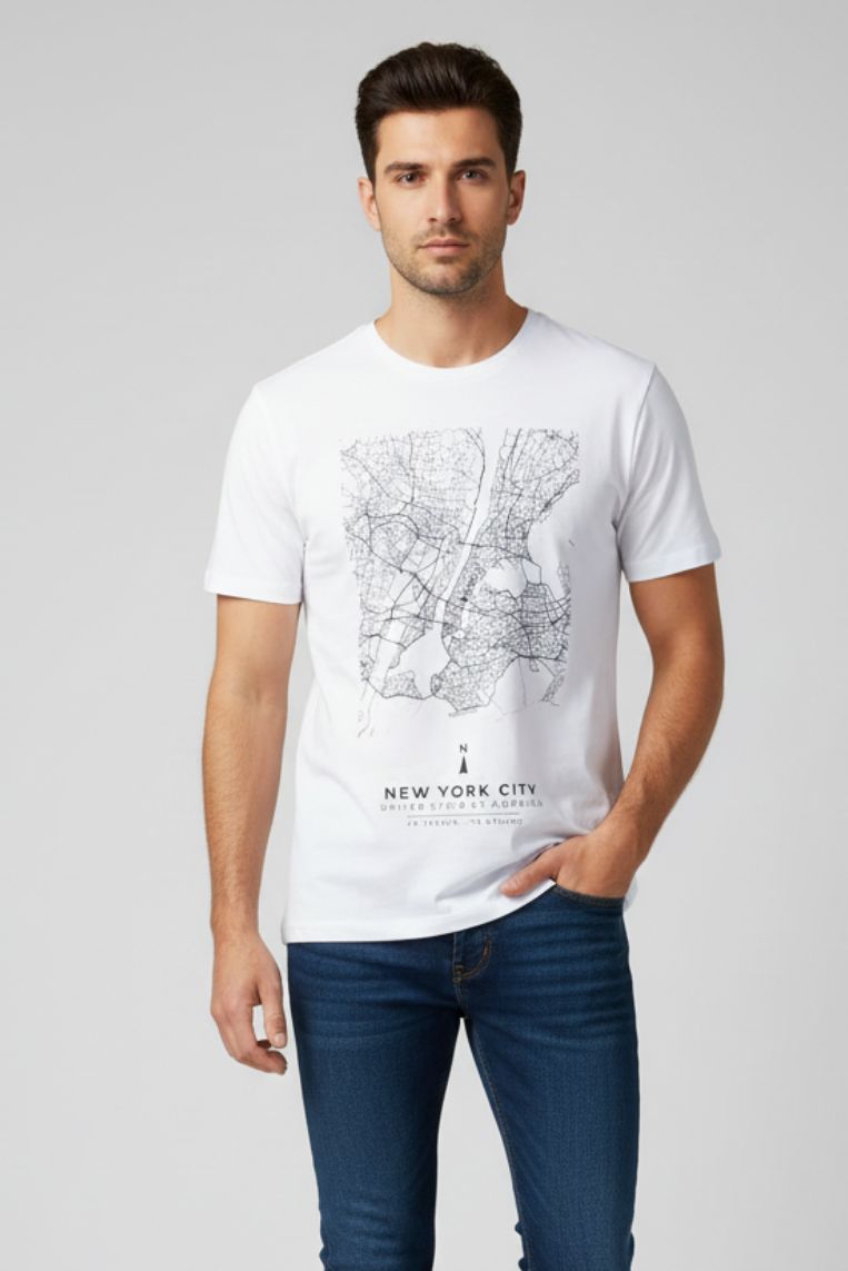 T-SHIRT MIT NEW YORK-PRINT
