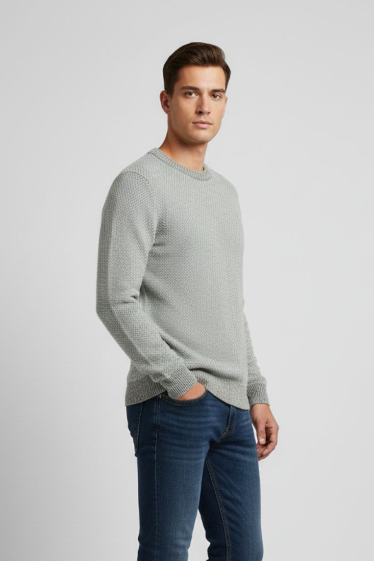 PULLOVER MIT ZWEIFARBIGEM MIKROGEWEBE |