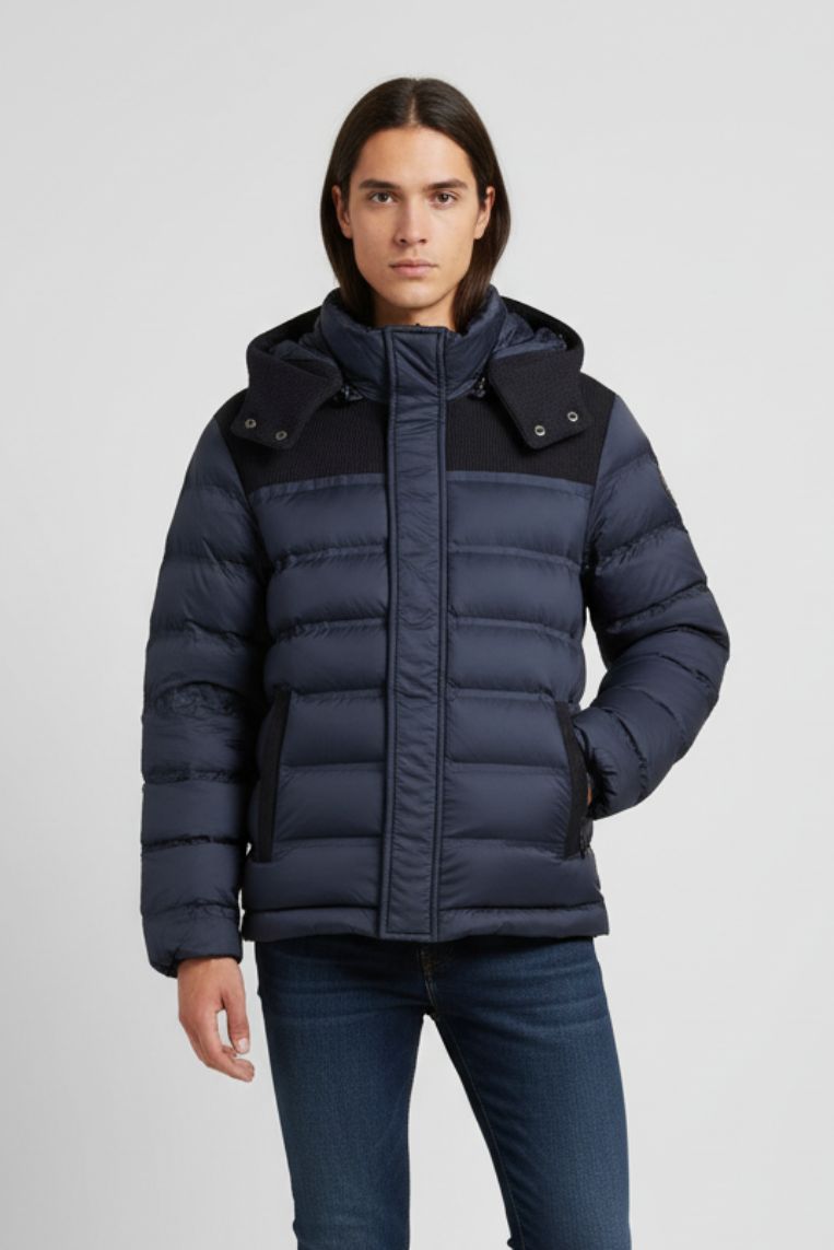 WATTIERTE JACKE MIT STRICKDETAILS