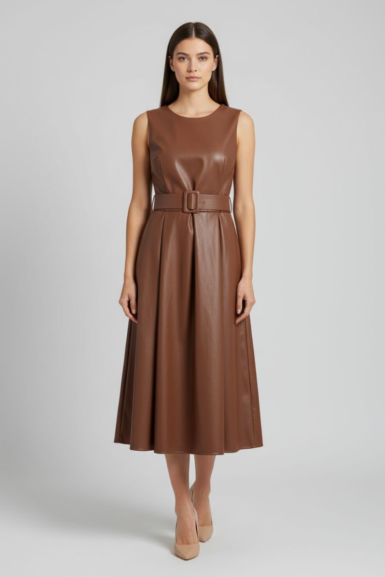 hd231-vestito-ecopelle-marrone-1 ÄRMELLOSES KLEID AUS KUNSTLEDER |