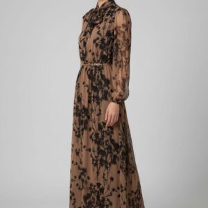 HD241-1 LANGES KLEID MIT GEORGETTE-SCHLEIFE |