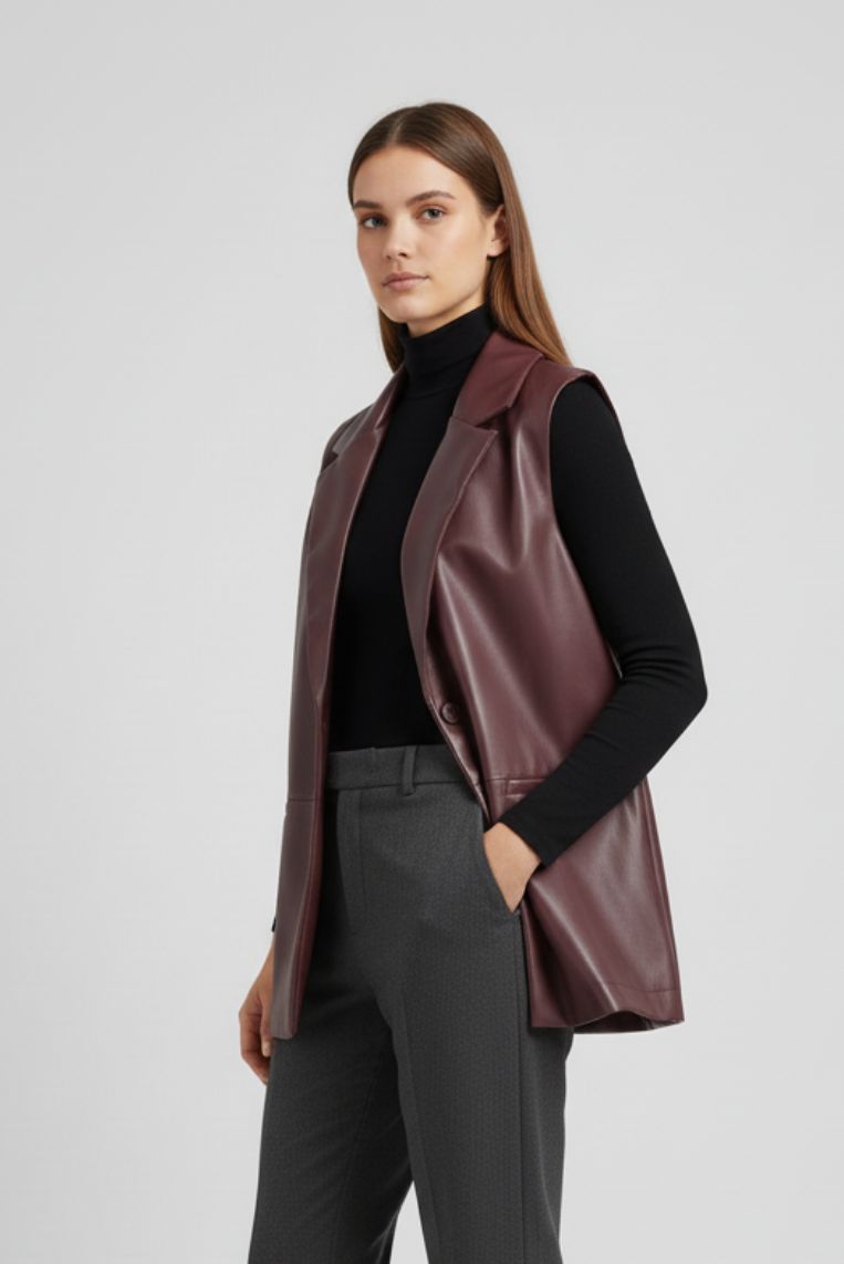 OVERSIZED FAUX LEATHER VEST |