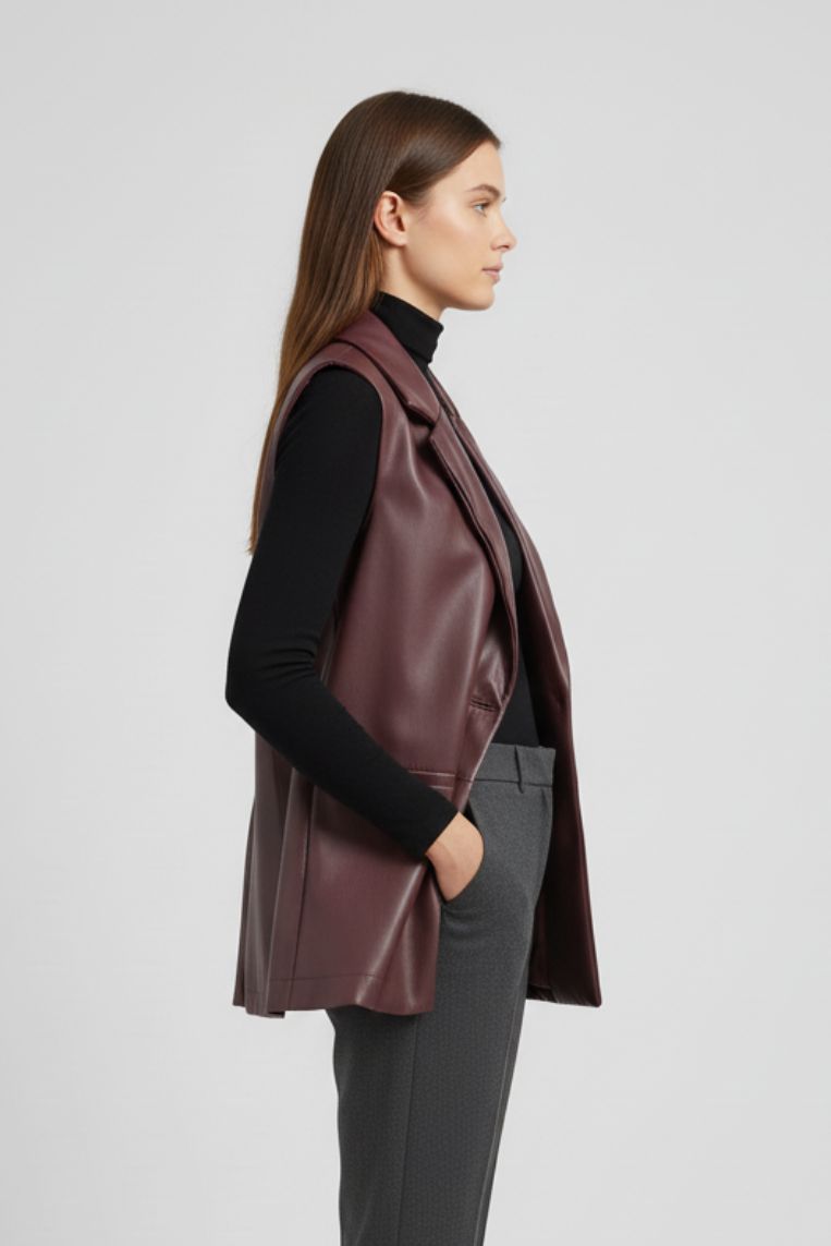 OVERSIZED FAUX LEATHER VEST |