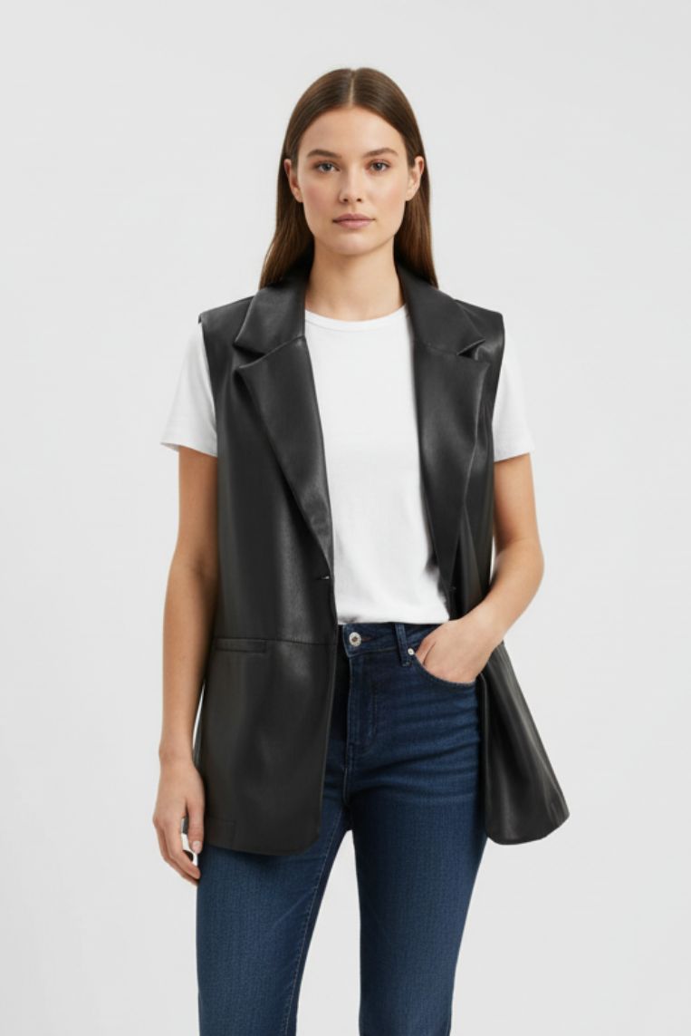 OVERSIZE-WESTE AUS KUNSTLEDER