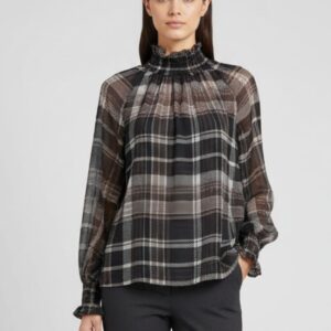 HD294-Bluse mit Karo BLUSE MIT ELASTISCHEM KAROKRAGEN |