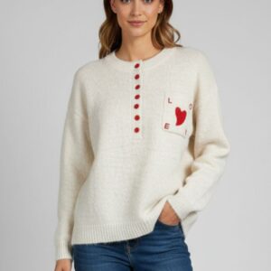 HD318-LOVE-SHIRT-WEISS PULLOVER MIT TASCHE "LOVE" |