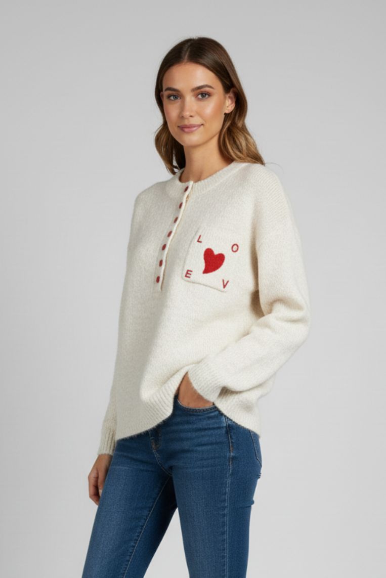 hd318-maglia-love-bianca1-1 PULLOVER MIT TASCHE "LOVE" |