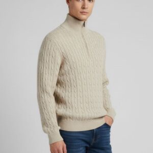 hu052-maglia-con-zip-sabbia1-1 ROLLKRAGENPULLOVER MIT REISSVERSCHLUSS |