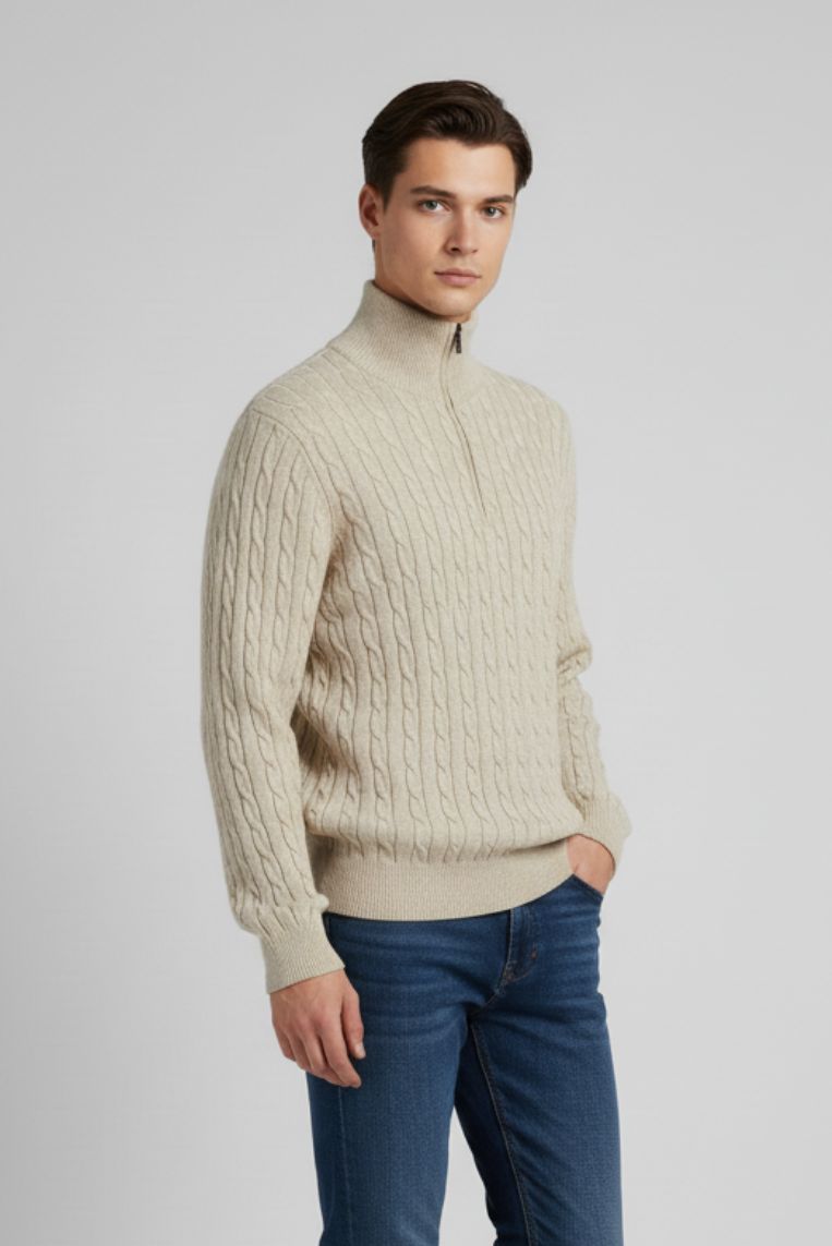 hu052-maglia-con-zip-sabbia1-1 ROLLKRAGENPULLOVER MIT REISSVERSCHLUSS |