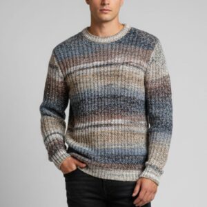 HU054 MEHRFARBIGER PULLOVER MIT RUNDHALSAUSSCHNITT |