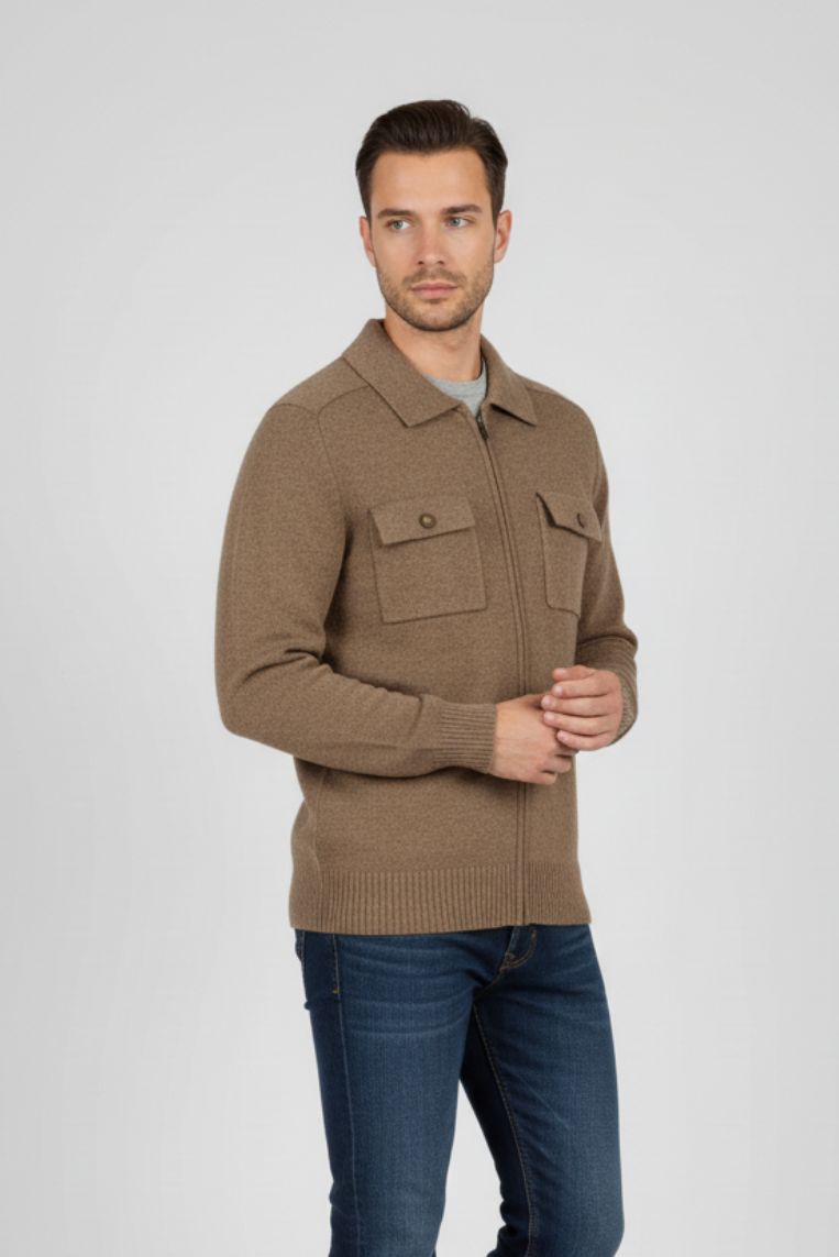 hu065-maglia-full-zip-con-tasche-beige1-2 HEMD MIT DURCHGEHENDEM REISSVERSCHLUSS UND TASCHEN |