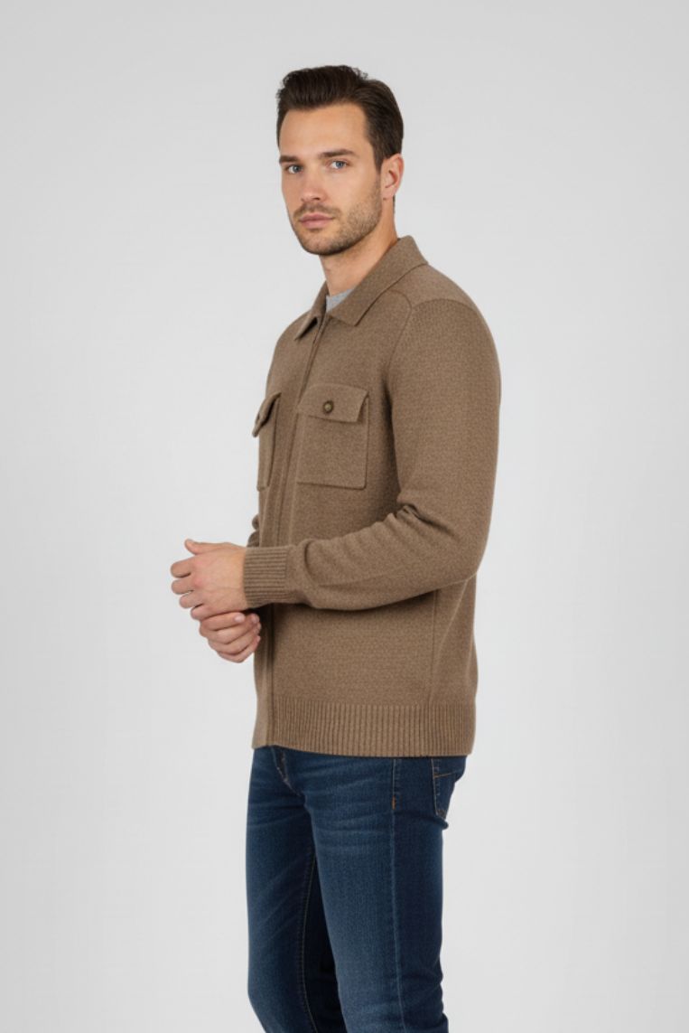 hu065-maglia-full-zip-con-tasche-beige2-1 HEMD MIT DURCHGEHENDEM REISSVERSCHLUSS UND TASCHEN |