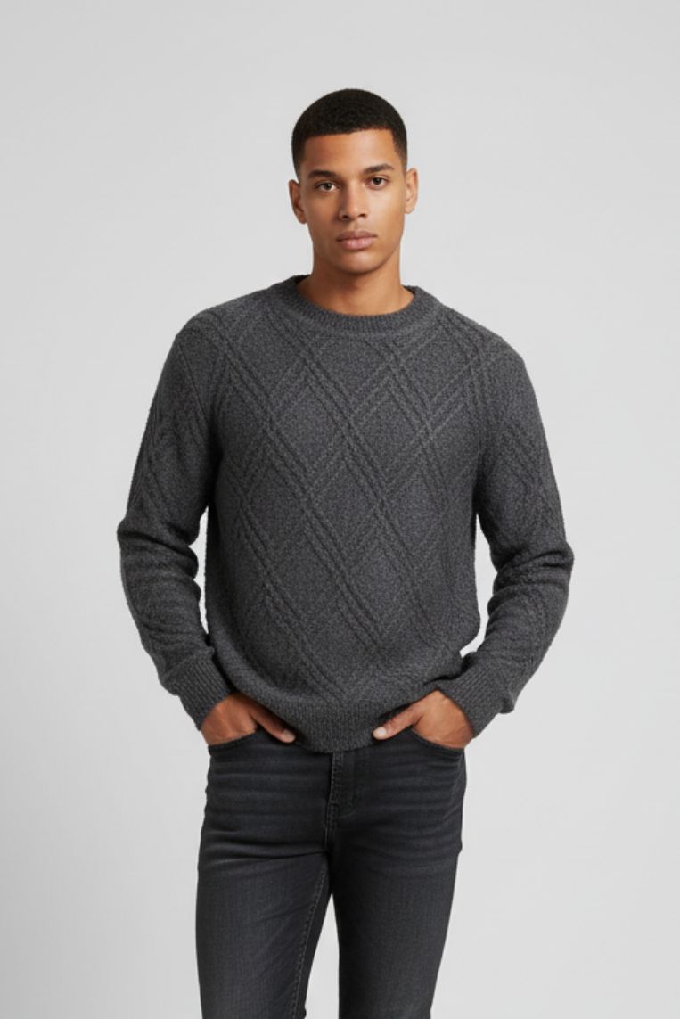 PULLOVER MIT RAUTENWEBUNG