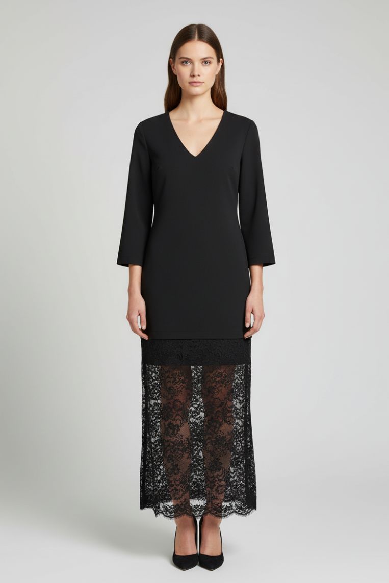 KLEID MIT SPITZENROCK