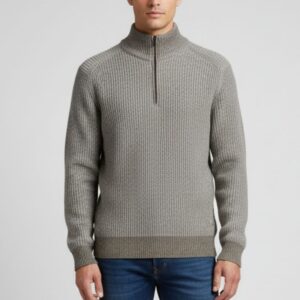 ROLLKRAGENPULLOVER MIT MELIERTEM REISSVERSCHLUSS |