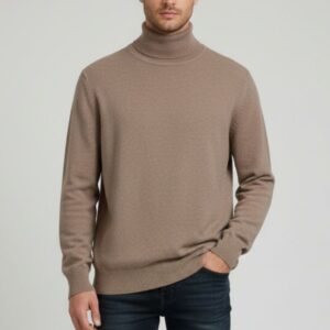 HU056-SAND ROLLKRAGENPULLOVER |