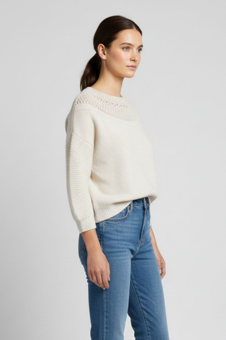 hd285-bianco1-1 PULLOVER MIT PERFORIERTEM AUSSCHNITT |