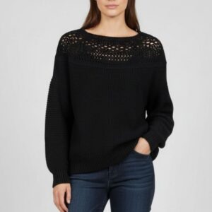 HD285-Schwarz PULLOVER MIT PERFORIERTEM AUSSCHNITT |