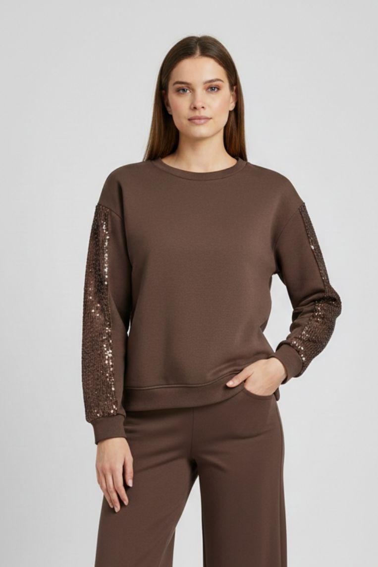 VERKÜRZTES SWEATSHIRT MIT PAILLETTEN
