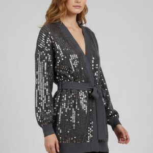 CARDIGAN CON CINTURA E PAILLETTES |