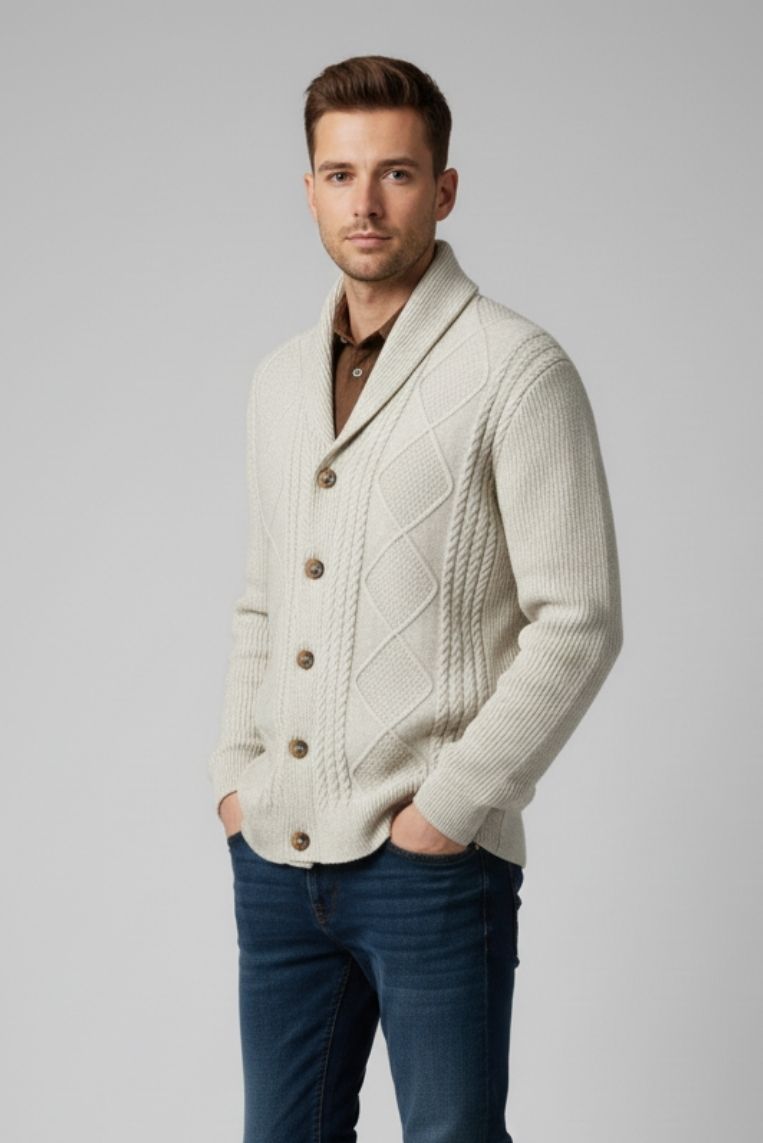 STRICKJACKE MIT SCHALKRAGEN |