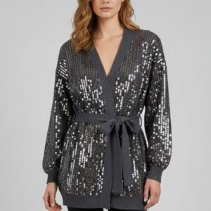 CARDIGAN CON CINTURA E PAILLETTES |