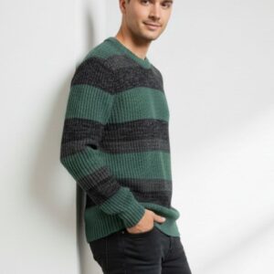 hu211-bottiglia MAGLIONE A RIGHE MELANGE |