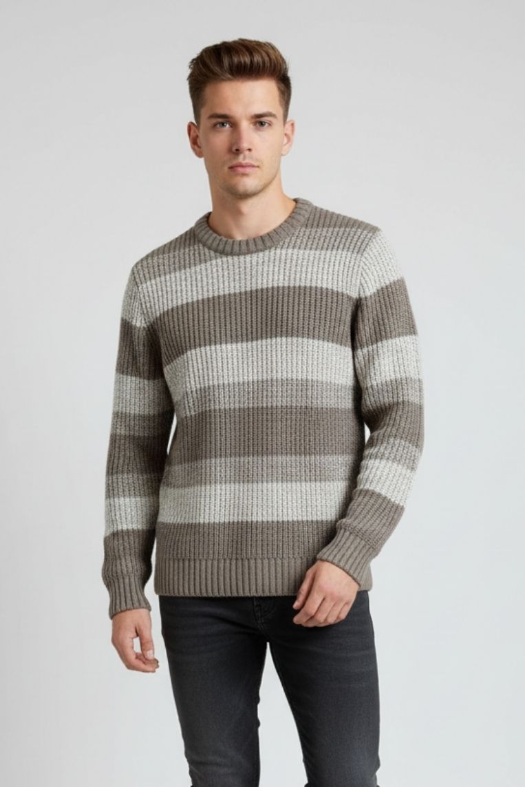 hu211-corda MAGLIONE A RIGHE MELANGE |