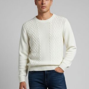 hu212-beige MAGLIONE CON TRECCE |