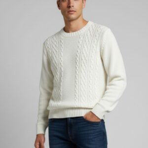 hu212-beige1 MAGLIONE CON TRECCE |