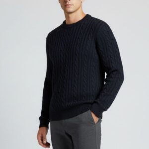 hu212-blu1 MAGLIONE CON TRECCE |