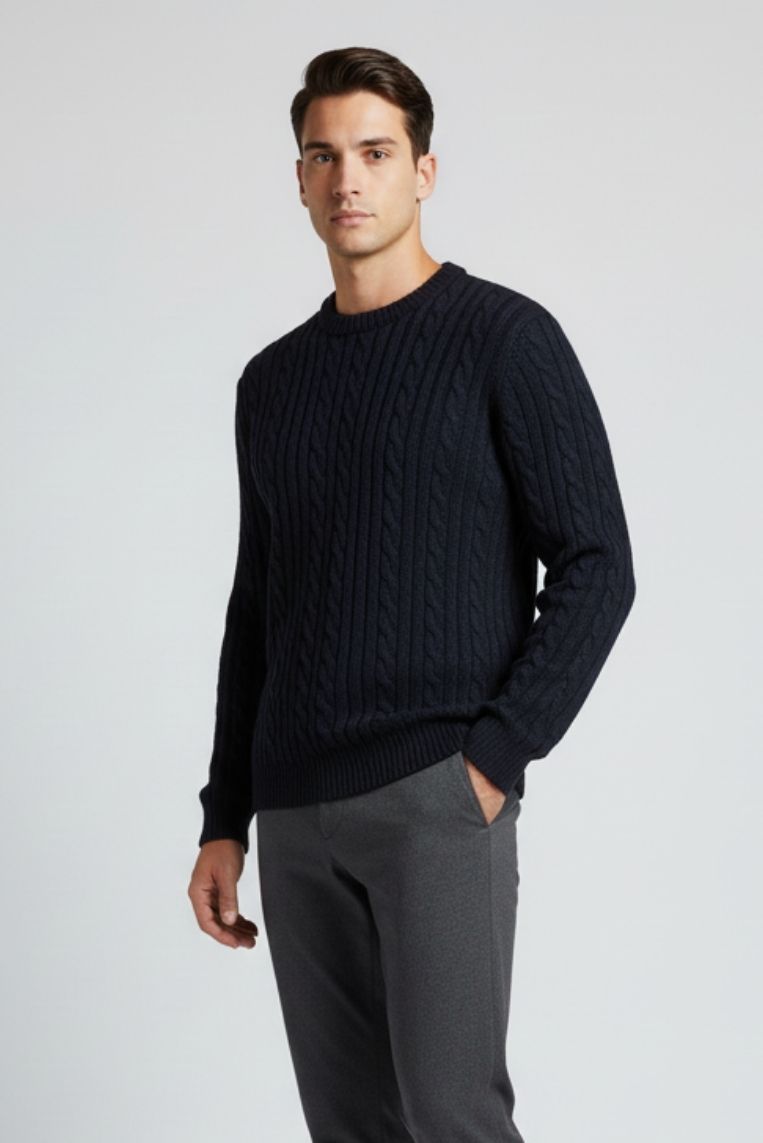 hu212-blu1 MAGLIONE CON TRECCE |