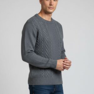 hu212-grigio1 MAGLIONE CON TRECCE |