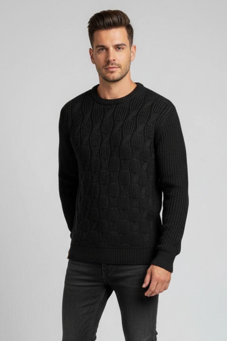 MAGLIONE CON TRECCE VERTICALI |