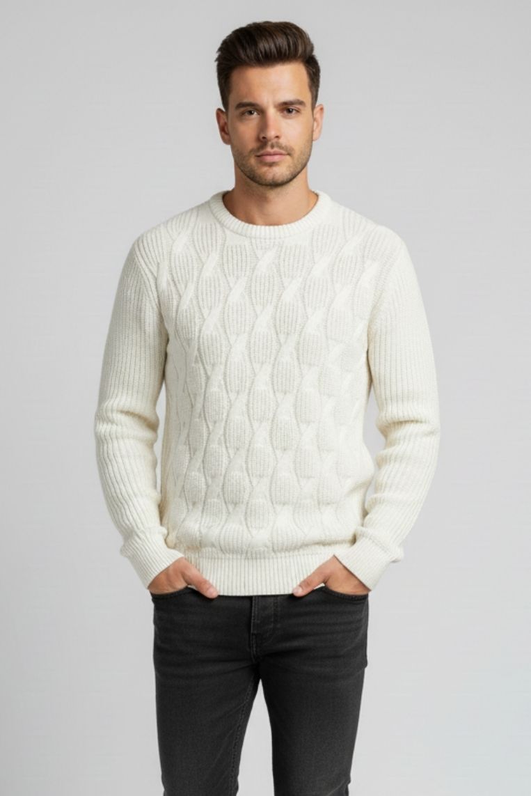 MAGLIONE CON TRECCE VERTICALI
