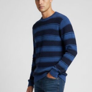 hu215-blu1 MAGLIONE A RIGHE BICOLOR |