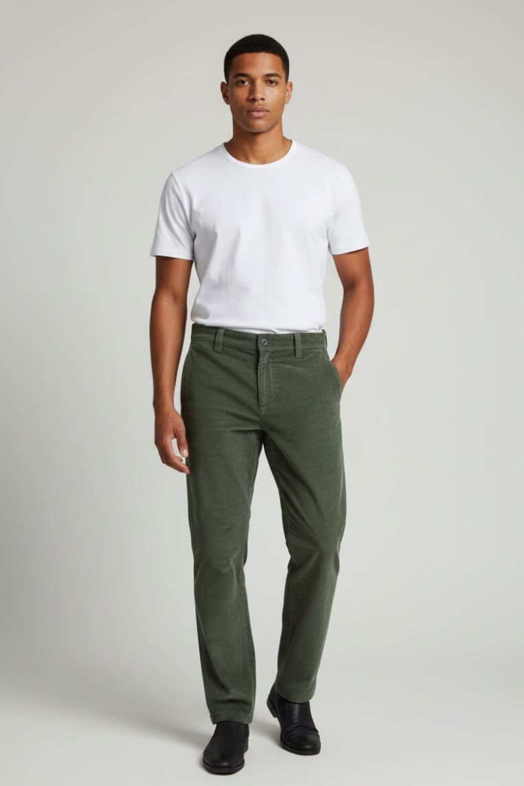 hu226-militare PANTALONI IN VELLUTO A COSTINE |