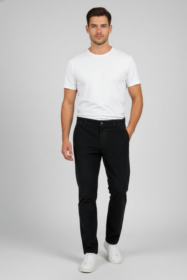 hu226-nero PANTALONI IN VELLUTO A COSTINE |