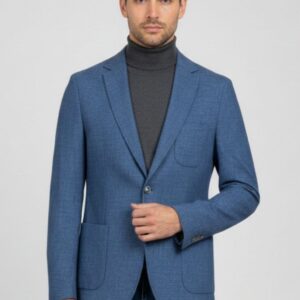 iu044-blu GIACCA COTONE MISTO LINO |