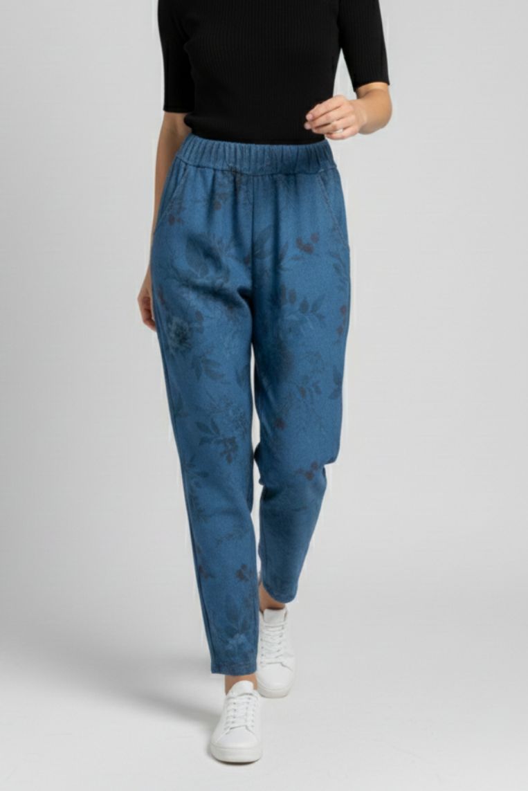 PANTALONI GAMBA LARGA TRAMA FLOREALE |