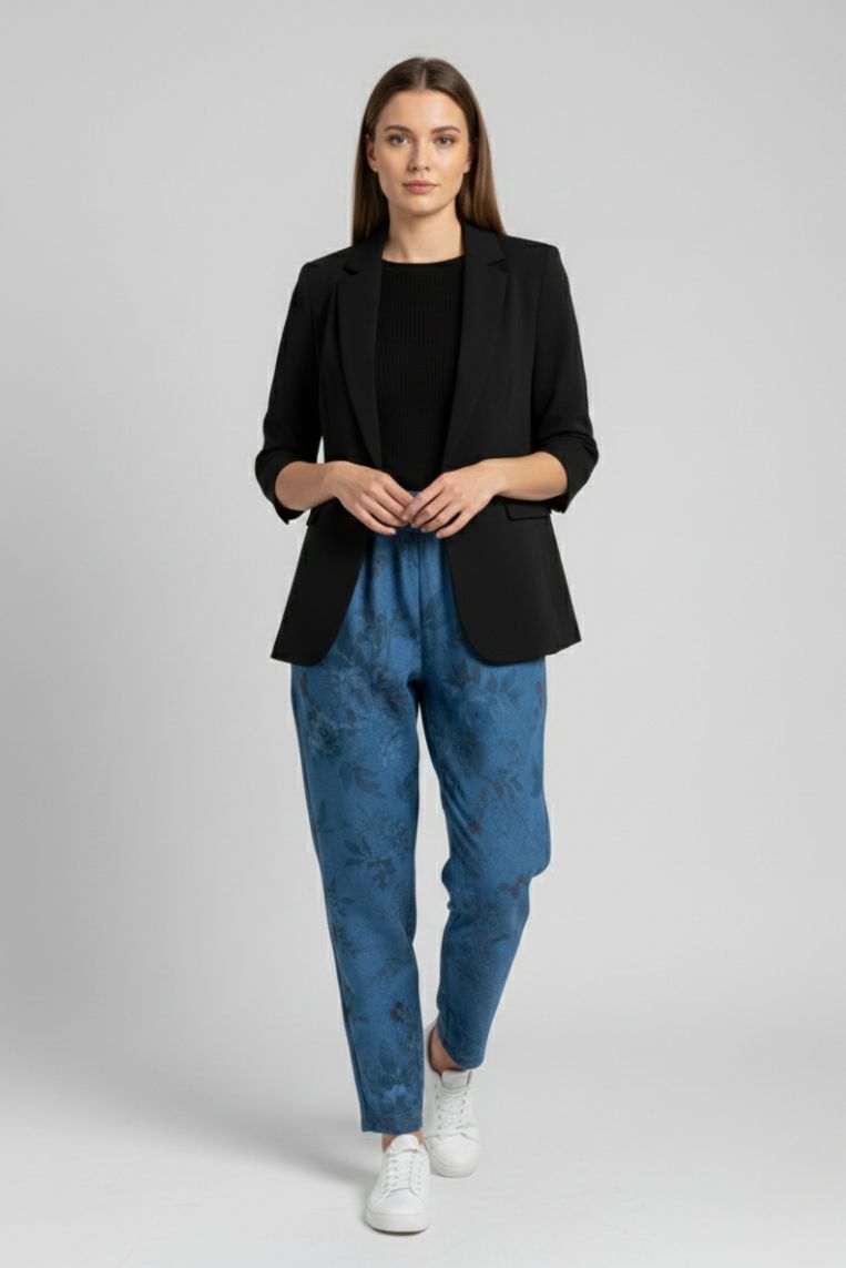 PANTALONI GAMBA LARGA TRAMA FLOREALE