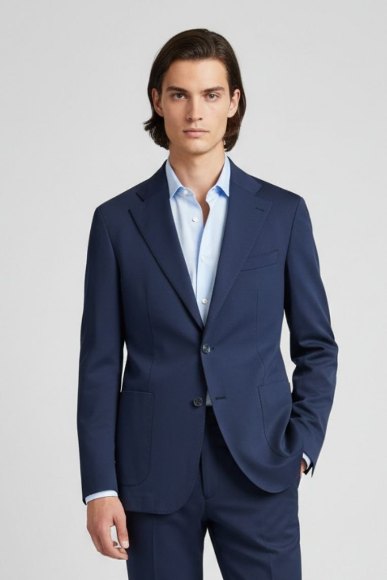 iu054-blu GIACCA PUNTO MILANO IN COTONE |