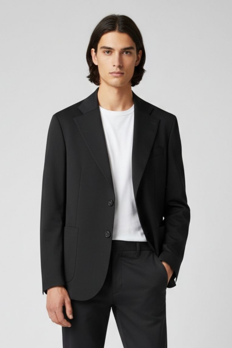 iu054-nero GIACCA PUNTO MILANO IN COTONE |