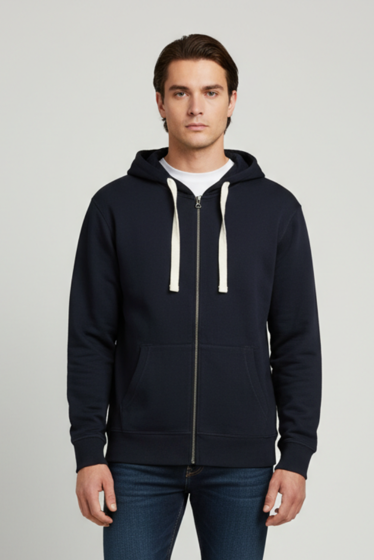 iu097-blu FELPA CON CAPPUCCIO FULL ZIP |