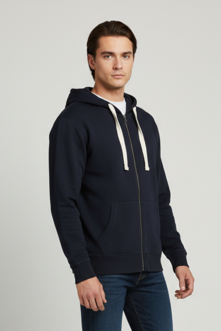 iu097-blu1 FELPA CON CAPPUCCIO FULL ZIP |
