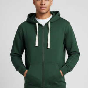 iu097-verde FELPA CON CAPPUCCIO FULL ZIP |