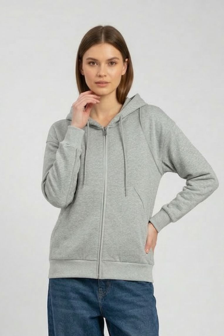 FELPA OVER CON CAPPUCCIO E ZIP |