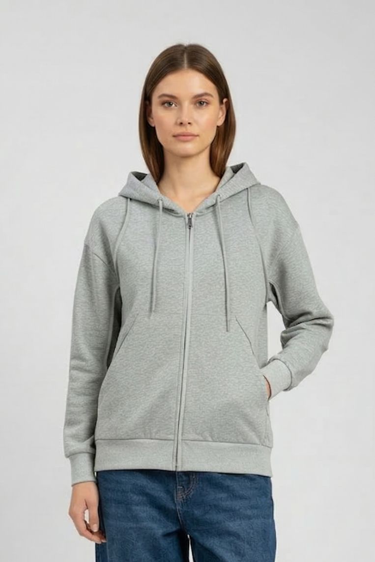 FELPA OVER CON CAPPUCCIO E ZIP |